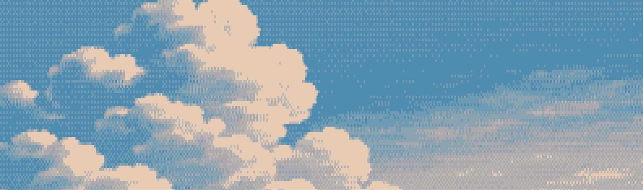 Clouds at daytime, rendered as an ordered dither